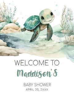 712 Sea Turtle Baby Shower Welcome Sign 16x20: 712 Sea Turtle Baby Shower Welcome Sign