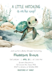 712 Sea Turtle Baby Shower Invitation design preview