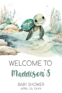 712 Sea Turtle Baby Shower Welcome Sign 24x36: 712 Sea Turtle Baby Shower Welcome Sign