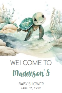 712 Sea Turtle Baby Shower Welcome Sign 20x30: 712 Sea Turtle Baby Shower Welcome Sign