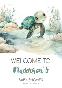 712 Sea Turtle Baby Shower Welcome Sign A1: 712 Sea Turtle Baby Shower Welcome Sign