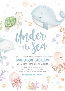 716 Sea Animals Baby Shower Invitation: 716 Sea Animals Baby Shower Invitation