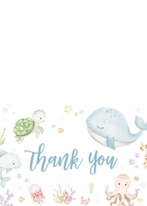 716 Sea Animals Baby Shower Thank You Card: 716 Sea Animals Baby Shower Invitation Set