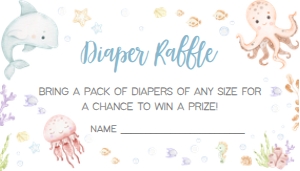 716 Sea Animals Baby Shower Diaper Raffle: 716 Sea Animals Baby Shower Invitation Set