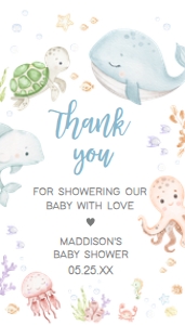 716 Sea Animals Baby Shower Favor Tag: 716 Sea Animals Baby Shower Favor Tag
