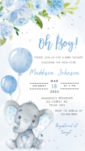 231 Blue Elephant Baby Shower Invitation Mobile: 231 Blue Elephant Baby Shower Mega Bundle
