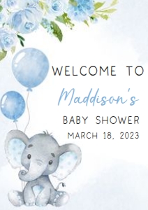 231 Blue Elephant Baby Shower Welcome Sign A3: 231 Blue Elephant Baby Shower Mega Bundle