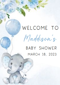 231 Blue Elephant Baby Shower Welcome Sign A4: 231 Blue Elephant Baby Shower Mega Bundle