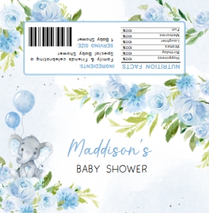 231 Blue Elephant Baby Shower Candy Wrapper: 231 Blue Elephant Baby Shower Mega Bundle