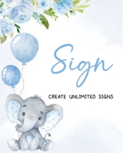 231 Blue Elephant Baby Shower Custom Sign: 231 Blue Elephant Baby Shower Mega Bundle