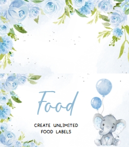 231 Blue Elephant Baby Shower Food Label: 231 Blue Elephant Baby Shower Mega Bundle