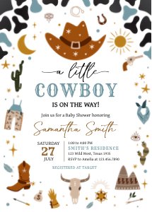 724 Blue Cowboy Baby Shower Invitation Set design preview