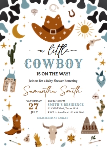 724 Blue Cowboy Baby Shower Invitation: 724 Blue Cowboy Baby Shower Invitation Set