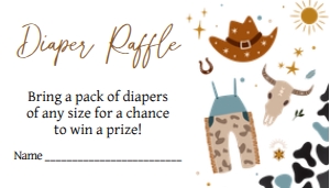 724 Blue Cowboy Baby Shower Diaper Raffle: 724 Blue Cowboy Baby Shower Invitation Set