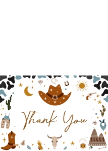 724 Blue Cowboy Baby Shower Thank You Card: 724 Blue Cowboy Baby Shower Invitation Set