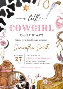 725 Cowgirl Baby Shower Invitation design preview