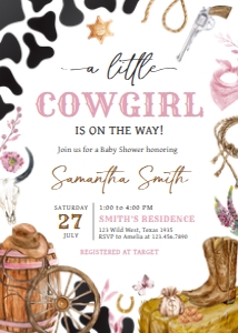 725 Cowgirl Baby Shower Invitation: 725 Cowgirl Baby Shower Invitation