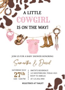 727 A Little Cowgirl Baby Shower Invitation Set design preview