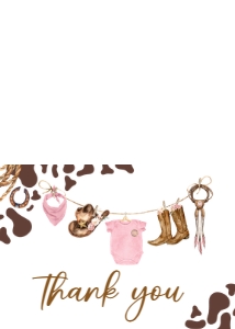 727 A Little Cowgirl Baby Shower Thank You Card: 727 A Little Cowgirl Baby Shower Invitation Set