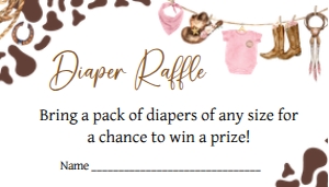 727 A Little Cowgirl Baby Shower Diaper Raffle: 727 A Little Cowgirl Baby Shower Invitation Set