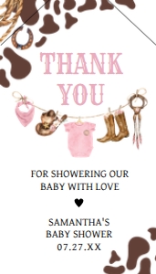 727 A Little Cowgirl Baby Shower Favor Tag with Line: 727 A Little Cowgirl Baby Shower Favor Tag