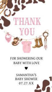 727 A Little Cowgirl Baby Shower Favor Tag design preview