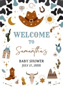 724 Blue Cowboy Baby Shower Welcome Sign A1: 724 Blue Cowboy Baby Shower Welcome Sign
