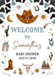 724 Blue Cowboy Baby Shower Welcome Sign A2: 724 Blue Cowboy Baby Shower Welcome Sign