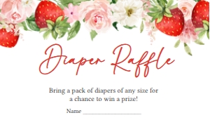 729 Strawberry Berry Sweet Baby Shower Diaper Raffle: 729 Strawberry Berry Sweet Baby Shower Invitation Set