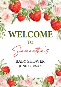 729 Strawberry Berry Sweet Baby Shower Welcome Sign A2: 729 Strawberry Berry Sweet Baby Shower Welcome Sign