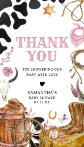 725 Cowgirl Baby Shower Favor Tag with Line: 725 Cowgirl Baby Shower Favor Tag