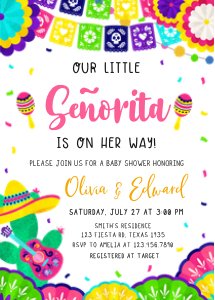 738 Little Señorita Baby Shower Invitation design preview