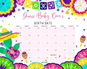 738 Little Señorita Baby Shower Calendar design preview