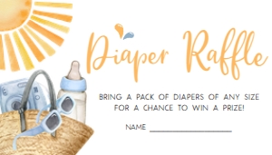 747 Blue Summer Splish Splash Baby Shower Diaper Raffle: 747 Blue Summer Splish Splash Baby Shower Invitation Set