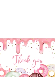 750 Pink Dripping Glaze Donuts and Diapers Baby Shower Thank you Card: 750 Pink Dripping Glaze Donuts and Diapers Baby Shower Invitation Set