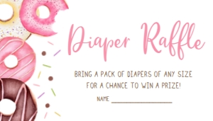 750 Pink Dripping Glaze Donuts and Diapers Baby Shower Diaper Raffle: 750 Pink Dripping Glaze Donuts and Diapers Baby Shower Invitation Set