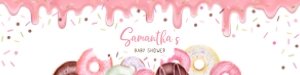 750 Pink Dripping Glaze Donuts and Diapers Baby Shower Bottle Label: 750 Pink Dripping Glaze Donuts and Diapers Baby Shower Bottle Label