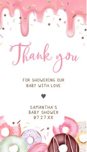 750 Pink Dripping Glaze Donuts and Diapers Baby Shower Favor Tag design preview