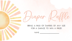 753 Girl A Little Ray of Sunshine Baby Shower Diaper Raffle: 753 Girl A Little Ray of Sunshine Baby Shower Invitation Set