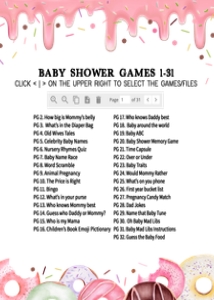 750 Pink Dripping Glaze Donuts and Diapers Baby Shower Games Bundle 1: 750 Pink Dripping Glaze Donuts and Diapers Baby Shower Games
