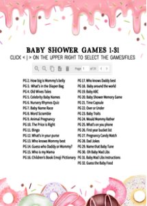 750 Pink Dripping Glaze Donuts and Diapers Baby Shower Games design preview