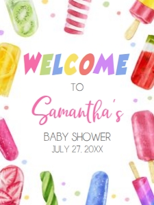 783 Popsicle Baby Shower Welcome Sign 18x24: 783 Popsicle Baby Shower Welcome Sign