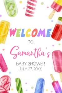 783 Popsicle Baby Shower Welcome Sign 20x30: 783 Popsicle Baby Shower Welcome Sign