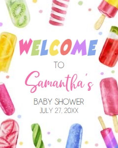 783 Popsicle Baby Shower Welcome Sign 16x20: 783 Popsicle Baby Shower Welcome Sign