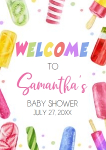 783 Popsicle Baby Shower Welcome Sign A1: 783 Popsicle Baby Shower Welcome Sign