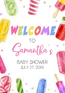 783 Popsicle Baby Shower Welcome Sign A3: 783 Popsicle Baby Shower Welcome Sign