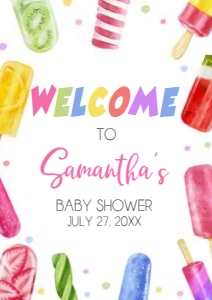 783 Popsicle Baby Shower Welcome Sign A2: 783 Popsicle Baby Shower Welcome Sign