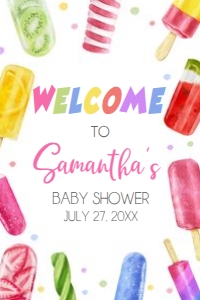 783 Popsicle Baby Shower Welcome Sign 24x36: 783 Popsicle Baby Shower Welcome Sign