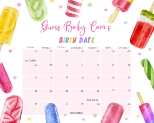 783 Popsicle Baby Shower Calendar 10x8: 783 Popsicle Baby Shower Mega Bundle