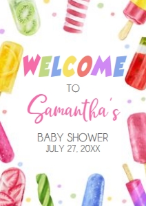 783 Popsicle Baby Shower Welcome Sign A4: 783 Popsicle Baby Shower Welcome Sign